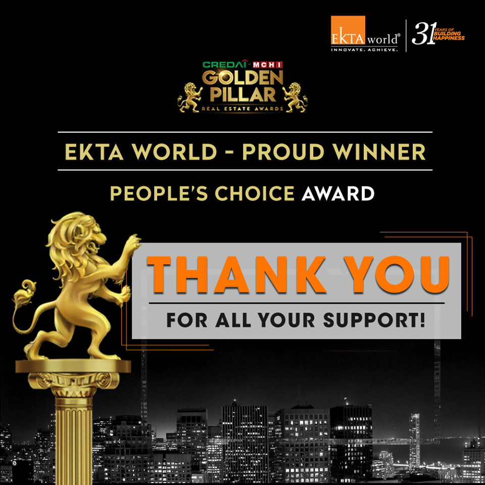 Ekta World won People’s Choice Award at Golden Pillar Real Estate Awards